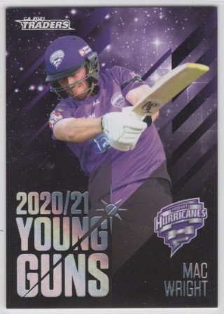 CRICKET - Traders 2021-22 - Young Guns Black - #YGB07 - Mac Wright SN80 - Hobart Hurricanes