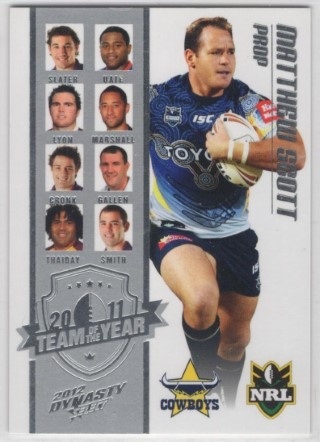 NRL - 2012 Select Dynasty - Team of the Year 2011 #TY8 - Matthew Scott - North Queensland Cowboys