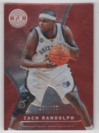 2012-13 Totally Certified - Totally Red #167 - Zach Randolph SN499 - Memphis Grizzlies