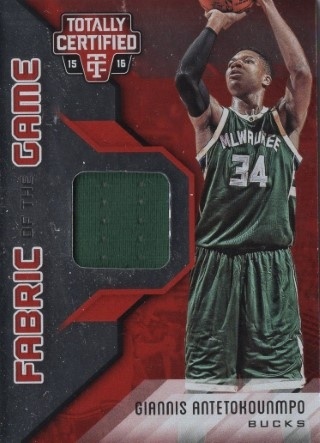 2015-16 Totally Certified - Fabric of the Game Materials Red #FG-GA - Giannis Antetokounmpo MEM, SN99 - Milwaukee Bucks