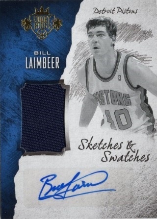 2016-17 Court Kings - Sketches and Swatches #13 - Bill Laimbeer AUTO, MEM, SN199 - Detroit Pistons