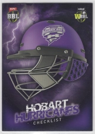 CRICKET - 2017-18 Tap N Play Big Bash - Helmet Checklist #H03 - Team Checklist - Hobart Hurricanes