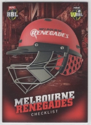 CRICKET - 2017-18 Tap N Play Big Bash - Helmet Checklist #H04 - Team Checklist - Melbourne Renegades