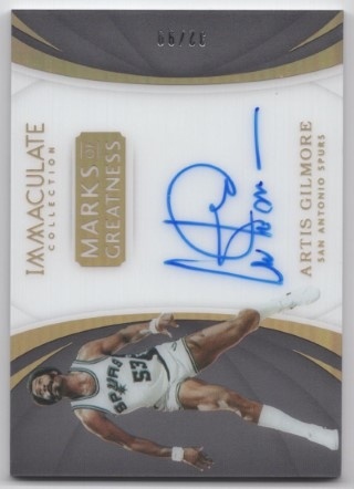 2017-18 Immaculate Collection - Marks of Greatness #MG-AGM Artis Gilmore AUTO, SN99 - San Antonio Spurs