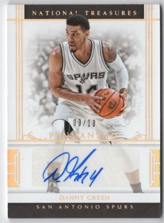 2016-17 Panini National Treasures - Penmanship Gold #29 - Danny Green AUTO, SN10 - San Antonio Spurs