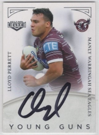 NRL - 2017 Elite - Young Guns Signature #YG06 - Lloyd Perrett AUTO, SN130 - Manly Sea Eagles