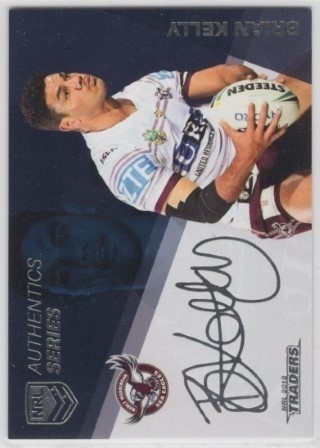 NRL - 2018 Traders - Authentic Series Navy (Foil Signature) #ASN18 - Brian Kelly PR750 - Manly Sea Eagles