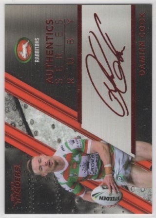NRL - 2019 Traders - Authentic Series Ruby (Foil Signature) Album Card #ASR12 - Damien Cook PR720 - South Sydney Rabbitohs