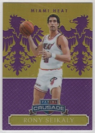 2014-15 Panini Excalibur - Crusade Purple #150 - Rony Seikaly SN75 - Miami Heat