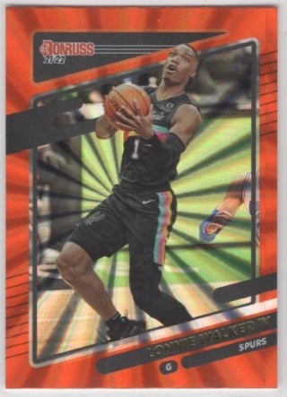 2021-22 Donruss - Holo Orange Laser #025 - Lonnie Walker IV - San Antonio Spurs