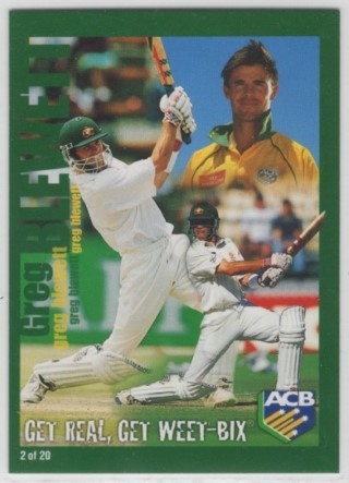 CRICKET - 2001 Weet Bix - Get Real, Get Weet Bix - #02 Greg Blewett - Australia