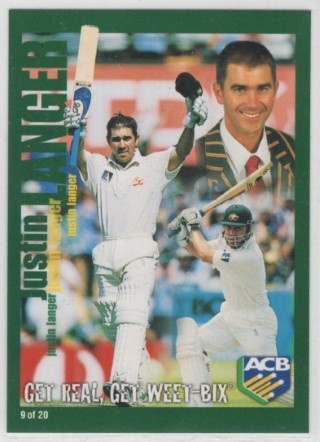 CRICKET - 2001 Weet Bix - Get Real, Get Weet Bix - #09 Justin Langer - Australia