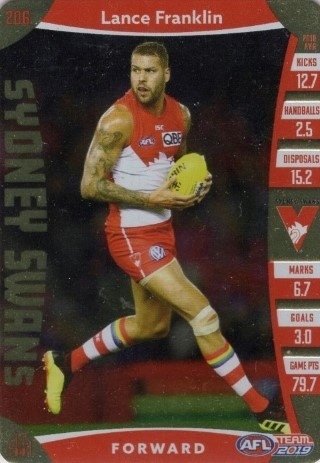 AFL - 2019 TeamCoach - Gold #206 - Lance Franklin - Sydney Swans