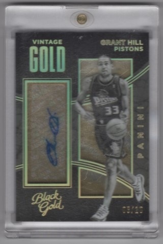 2015-16 Panini Black Gold - Vintage Gold Holo Autographs #22 - Grant Hill AUTO, SN10 - Detroit Pistons