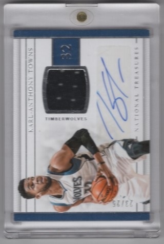 2016-17 Panini National Treasures - Material Treasures Signatures #22 - Karl Anthony Towns AUTO, MEM, SN25 - Minesotta Timberwolves