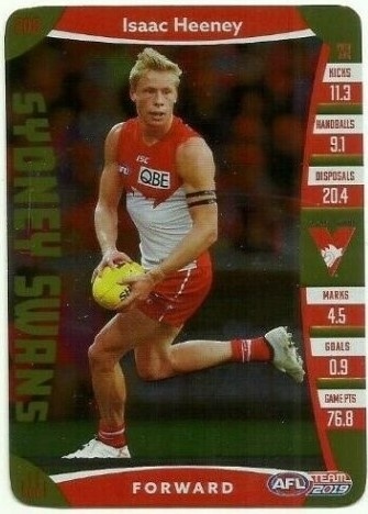 AFL - 2019 TeamCoach - Gold #208 - Isaac Heeney - Sydney Swans