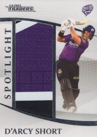 CRICKET - Traders 2023-24 - Spotlight Jersey Patch - #S06 - D'Arcy Short MEM, SN104 - Hobart Hurricanes