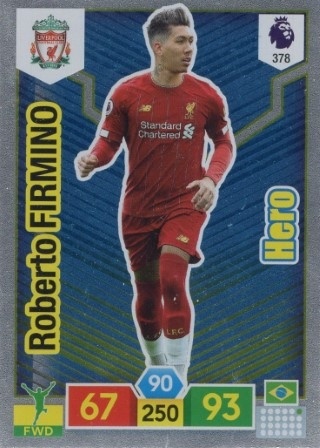 SOCCER - 2019-20 Panini Adrenalyn XL Premier League - #378 Roberto Firmino HERO - Liverpool