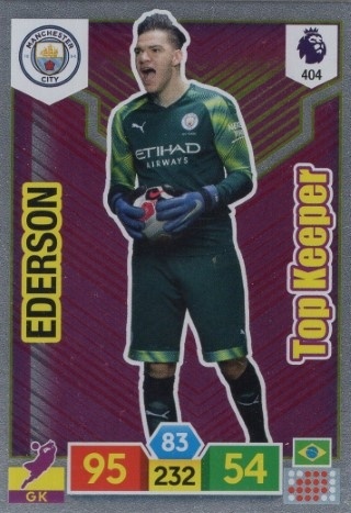 SOCCER - 2019-20 Panini Adrenalyn XL Premier League - #404 TOP KEEPER - Ederson  - Manchester City