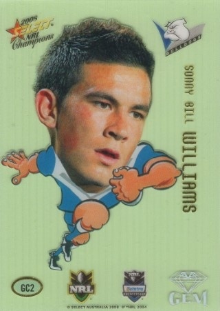 NRL - 2008 Select Champions - Mascot Gems #GC02 - Sonny Bill Williams - Canterbury Bulldogs