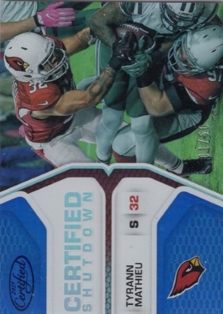NFL - 2017 Panini Certified - Certified Shutdown Mirror Blue #CSTM - Tyrann Mathieu SN50 - Arizona Cardinals