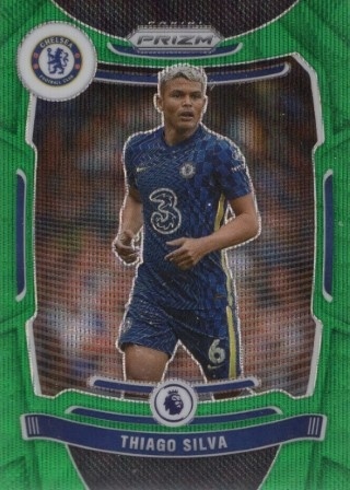 SOCCER - 2021-22 Panini Prizm Premier League - Prizms Green Wave #244 - Thiago Silva - Chelsea FC