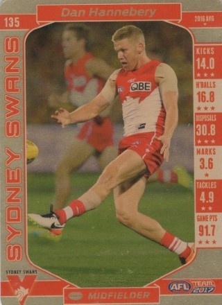 AFL - 2017 TeamCoach - Silver / Gold #135 - Dan Hannebery - Sydney Swans