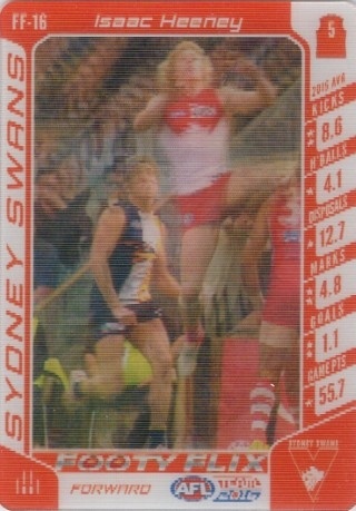 AFL - 2016 TeamCoach - Footy Flix 3D #FF16 - Isaac Heeney - Sydney Swans