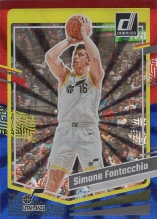 2023-24 Donruss - Red and Blue Laser Holo #143 - Simone Fontecchio SN15 - Utah Jazz