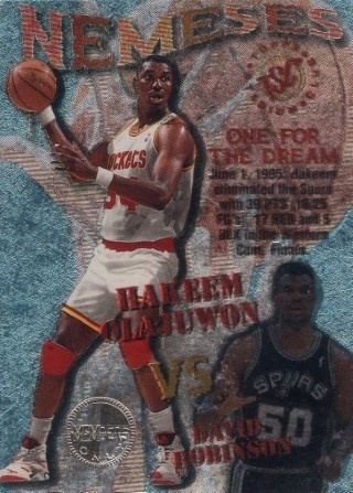 1995-96 Stadium Club - Nemeses Members Only #N01 - Hakeem Olajuwon / David Robinson - Houston Rockets / San Antonio Spurs