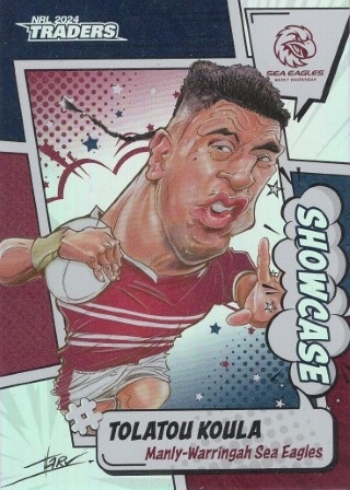 NRL - 2024 Traders - Showcase Caricature #S08 - Tolutau Koula - Manly Sea Eagles