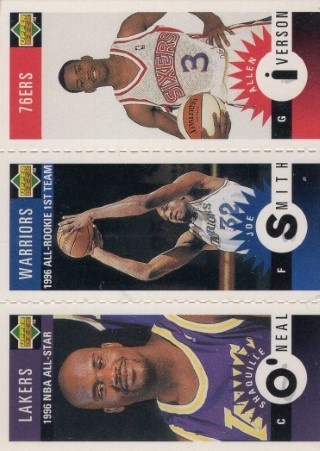 1996-97 Collector's Choice - Mini-Cards #M132 / M117 / M152 - Shaquille O'Neal / Joe Smith / Allen Iverson - LA Lakers / Golden State Warriors / Philadelphia 76ers