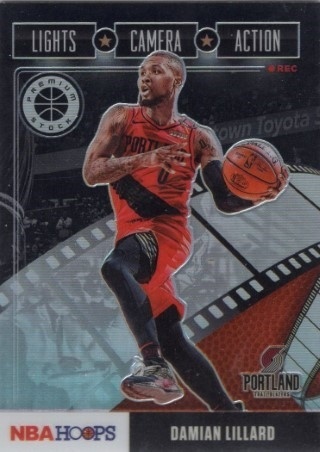 2019-20 Hoops Premium Stock - Lights Camera Action Holo #08 - Damian Lillard - Portland Trail Blazers