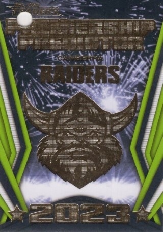 NRL - 2023 Traders - Premiership Predictor #PP02 - 2023 Predictor SN260 w/REDEEMED Unreal Moments Card - Canberra Raiders