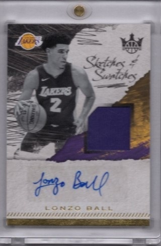 2017-18 Court Kings - Sketches and Swatches #SS-LB - Lonzo Ball ROOKIE, AUTO, MEM, SN299 - LA Lakers