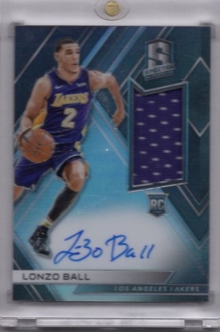 2017-18 Panini Spectra - #110 Lonzo Ball ROOKIE, AUTO, MEM, SN299 - LA Lakers