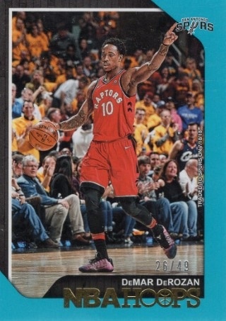 2018-19 Hoops - Teal #006 - DeMar DeRozan SN49 - San Antonio Spurs