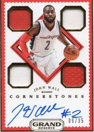 2016-17 Panini Grand Reserve - Cornerstones #18 - John Wall AUTO, MEM, SN35 - Washington Wizards