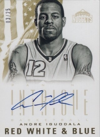 2012-13 Panini Intrigue - Red White and Blue Autographs #04 - Andre Iguodala AUTO, SN25 - Denver Nuggets