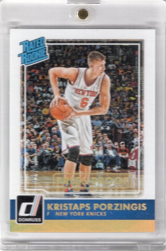 2015-16 Donruss - Press Proof Gold  #239 - Kristaps Porzingis ROOKIE, SN10 - New York Knicks