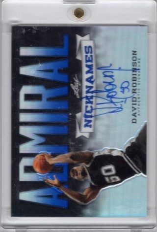 2012-13 Leaf Metal - Nicknames Holo Blue  #NN-DR1 - David Robinson AUTO, SN25 - San Antonio Spurs