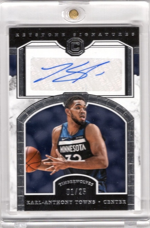 2017-18 Panini Cornerstones - Keystone Signatures #KS-KAT - Karl-Anthony Towns AUTO, SN25 - Minnesotta Timberwolves