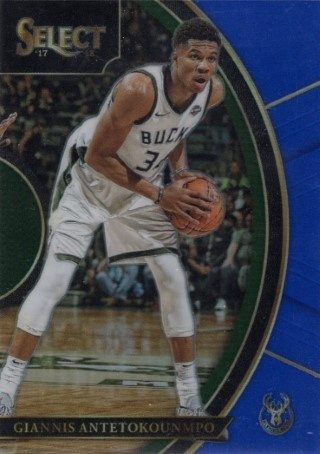 2017-18 Select - Blue Prizms #003 - Giannis Antetokounmpo SN299 - Milwaukee Bucks