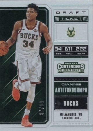2018 Panini Contenders Draft Picks - Draft Ticket #18 - Giannis Antetokounmpo SN99 - Milwaukee Bucks