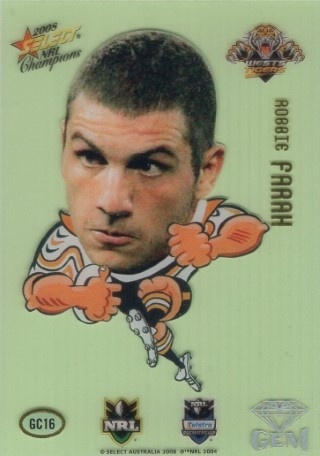 NRL - 2008 Select Champions - Macot Gem #GC16 - Robbie Farrah - Wests Tigers