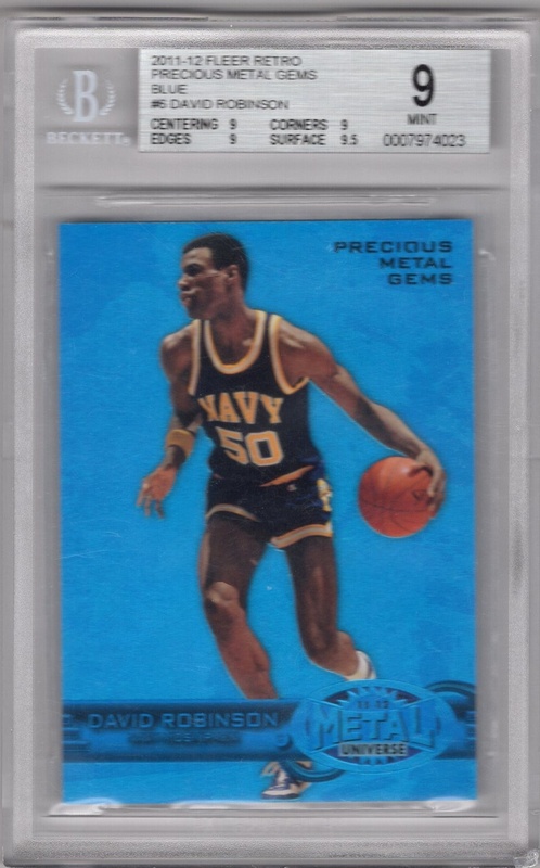 GRADED - 2011-12 Fleer Retro - Precious Metal Gems Blue #PM-6 - David Robinson SN50 - BGS 9 - Navy Midshipmen