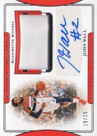 2019-20 Panini National Treasures - Lasting Legacies #LL-JWL - John Wall AUTO, MEM, SN25 - Washington Wizards