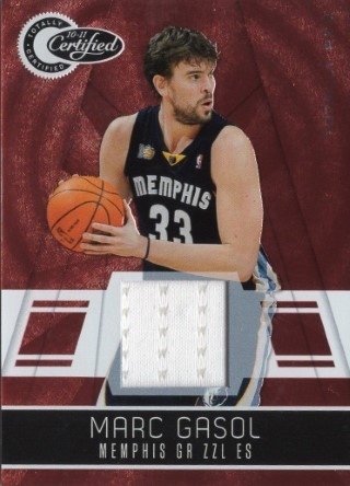 2010-11 Totally Certified - Totally Red Materials #035 - Marc Gasol MEM, SN249 - Memphis Grizzlies