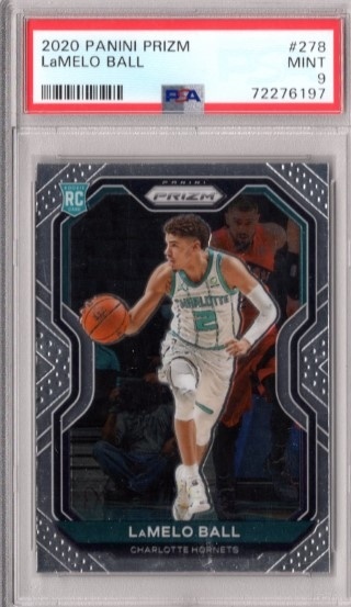 GRADED - 2020-21 Panini Prizm - #278 LaMelo Ball ROOKIE - PSA 9 - Charlotte Hornets