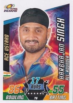CRICKET - 2014-15 Topps Cricket Attax IPL - #076 Harbhajan Singh - Mumbai Indians
